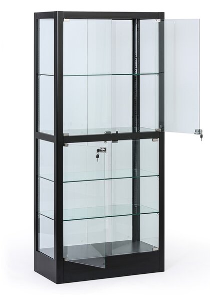 Prosklená vitrína, 1800 x 800 x 400 mm, černá
