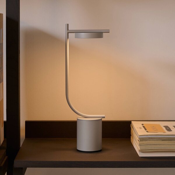 GRUPA LED stolní lampa Grupa na akumulátor Igram, šedá, 40 cm, IP44, stmívatelný, Hliník / šedá / zinek, Obývací pokoj / jídelna, kov, Design