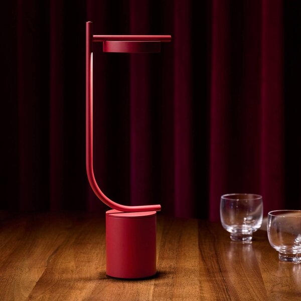 GRUPA LED stolní lampa na akumulátor Igram, červená, 40 cm, IP44, stmívatelný, Červená, Obývací pokoj / jídelna, kov, Design