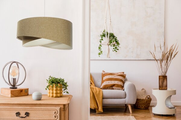 BPS koncept Závěsné svítidlo BOHO hnědé, 1xE27, ø 40 cm Barva: Hnědá