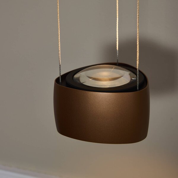 LOOM DESIGN LED závěsné světlo Air, karamelově hnědá, 13 cm, hliník, stmívatelný, Hnědá / rez, Obývací pokoj / jídelna, Hliník, Moderní