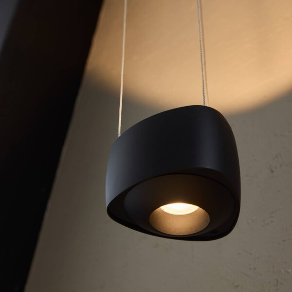 LOOM DESIGN LED závěsné světlo Air, černé, 13 cm, hliník, stmívatelný, Černá, Obývací pokoj / jídelna, Hliník, Moderní
