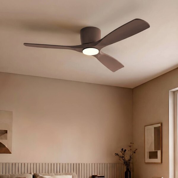 Lucande Smart LED stropní ventilátor Moneno, hnědý, DC, Tuya, stmívatelný, Hnědá / rez, Obývací pokoj / jídelna, kov, Moderní