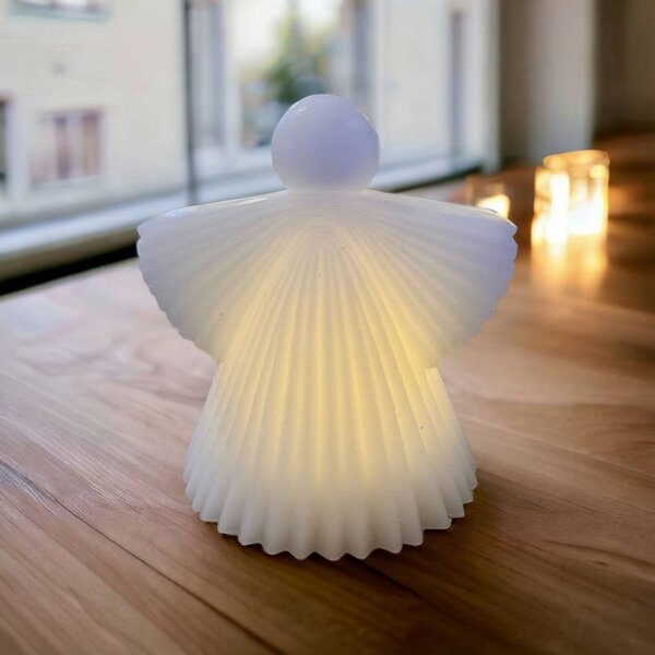 SIRIUS LED svíčka Anděl z pravého vosku na baterie, 11,2 × 12,5 cm, bílý, 2× AA