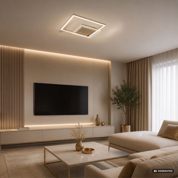 Rabalux 71487 -LED Stropní svítidlo OTTAVIA LED/24W/230V 3000K 37,5x37,5cm zlatá