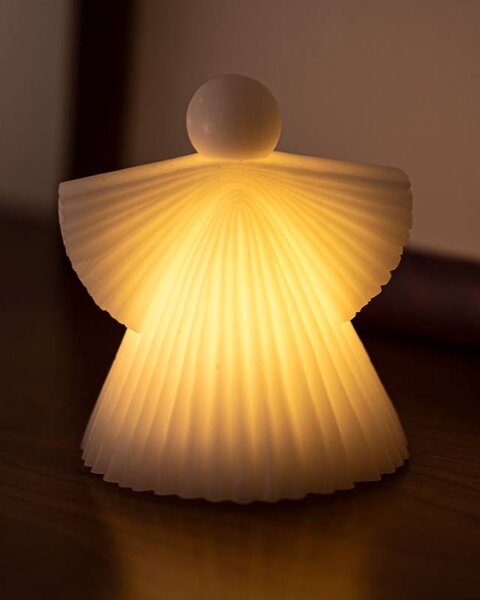 SIRIUS LED svíčka Anděl z pravého vosku na baterie, 11,2 × 12,5 cm, bílý, 2× AA