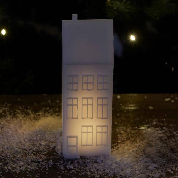 SIRIUS LED městský dům z Kodaně, Nyhavn, voskový, 6 × 6 × 17,5 cm, teple bílý, bílý