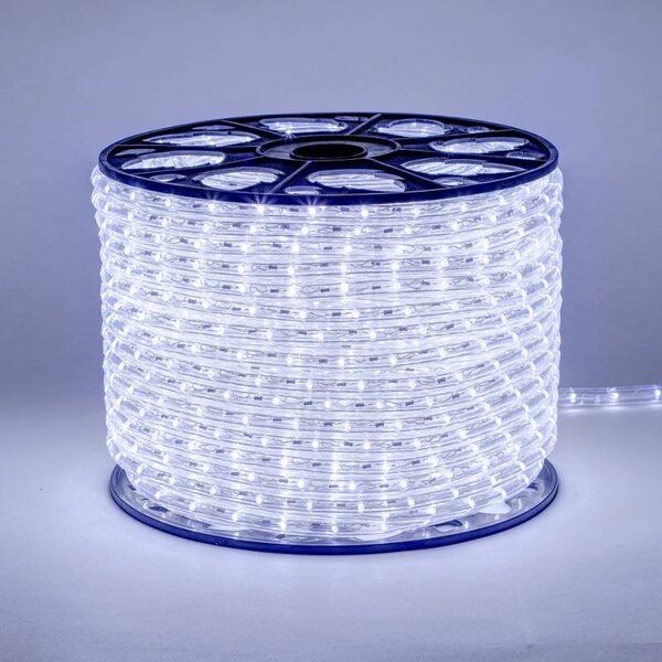 DECOLED Easy Fix světelná LED hadice venkovní, 100 m, ledově bílá, čirý kabel, IP44, cívka