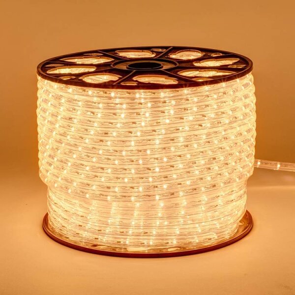 DECOLED Easy Fix světelná LED hadice venkovní, 100 m, teple bílá, čirý kabel, IP44, cívka