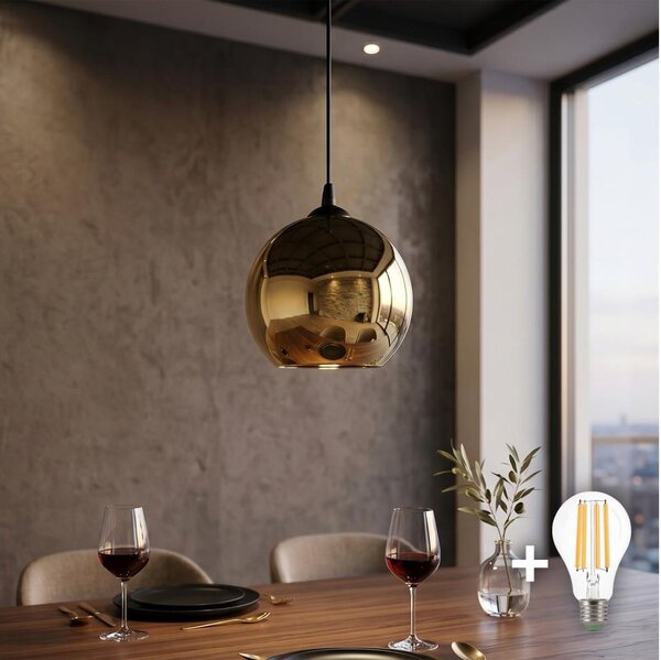 LED Lustr na lanku CUBUS pr. 25 cm 1xE27/15W/230V