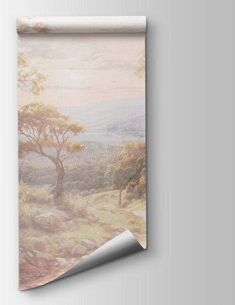 Fototapeta Polní cesta se stromy a horami v pozadí, Přírodní fototapety, Populární fototapety, w08446 - Tapeko.co.cz