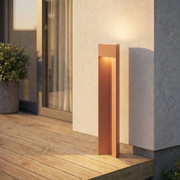 Lucande LED osvětlení cesty Kaholo, hnědé, 90 cm, IP44, Hnědá / rez, Hliník, Moderní