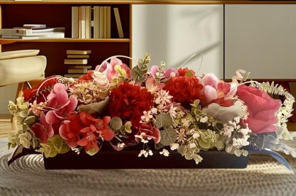Ikebana / umělé květiny / aranžmá / dekorace na stůl / dekorace na hrob / Eldeko.cz