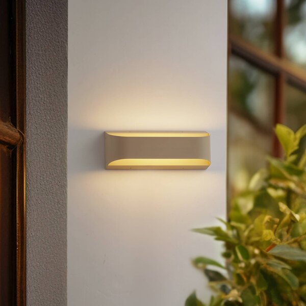 Lindby LED venkovní nástěnné svítidlo Lenore, béžové, kov, 36,5 cm, Krémová / jantar, Hliník, Moderní