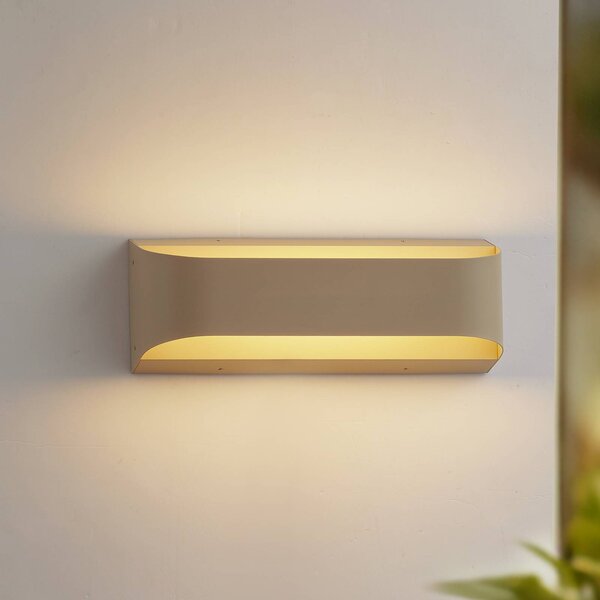 Lindby LED venkovní nástěnné svítidlo Lenore, béžové, kov, 36,5 cm, Krémová / jantar, Hliník, Moderní