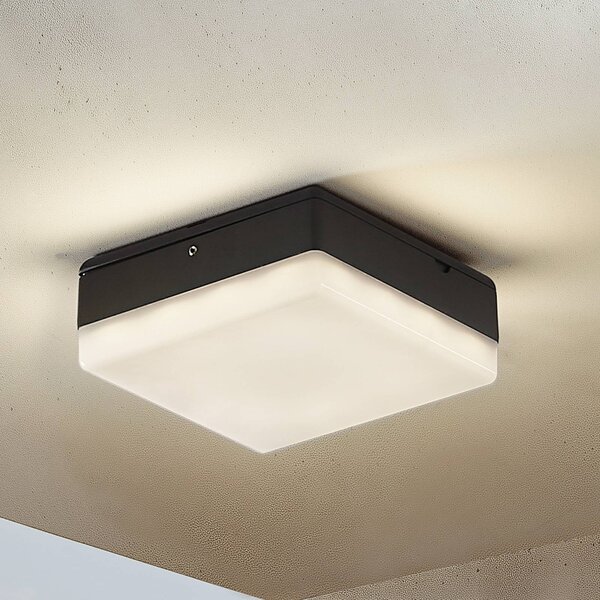 Lucande Stropní svítidlo LED Thilo, 16 cm, antracit, senzor, IP54, Plast, Moderní