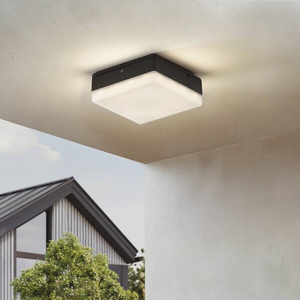 Lucande Stropní svítidlo LED Thilo, 16 cm, antracit, senzor, IP54, Plast, Moderní