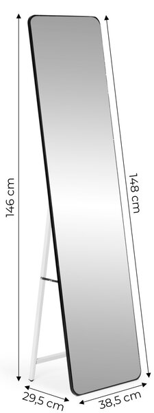 MODERNHOME Volně stojící zrcadlo DUO 148 cm černé