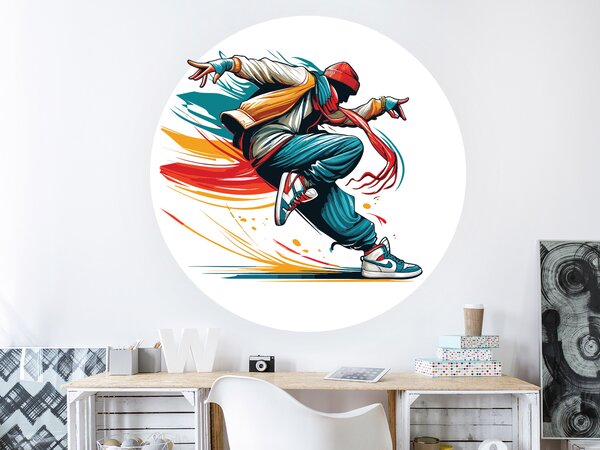 Street dance textilní přelepitelná samolepka na zeď arch 45 x 45 cm