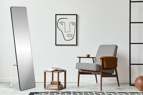 MODERNHOME Volně stojící zrcadlo DUO 148 cm černé