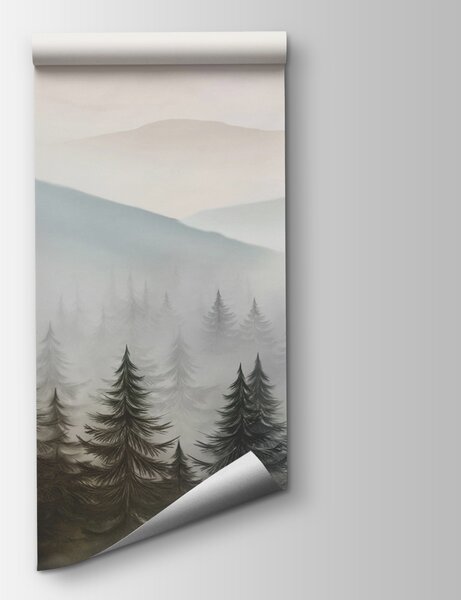 Fototapeta Mlžná krajina se stromy a horami, Přírodní fototapety, Populární fototapety, w02450v1 - Tapeko.co.cz
