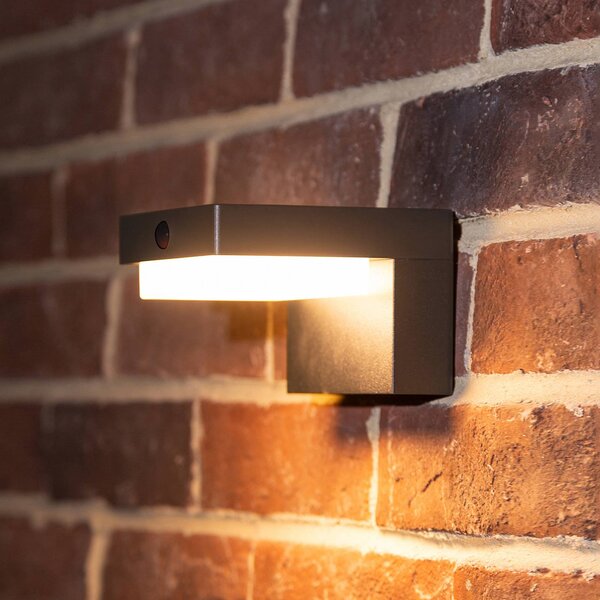 G & L Handels GmbH LED akumulátorové nástěnné světlo 800104, antracit, IP44, senzor, Černá, Hliník