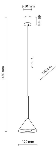 TK Lighting Závěsné světlo Cono Mini, 1 žárovka, Ø 12 cm, černé GU10, stmívatelný, Černá, Obývací pokoj / jídelna, kov, Moderní