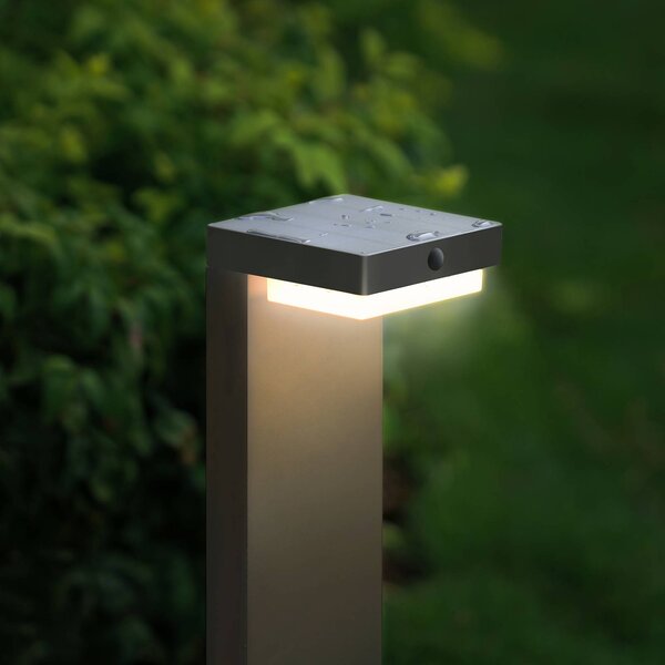 G & L Handels GmbH LED akumulátorové venkovní svítidlo 800104, antracitové, IP44, senzor, Černá, Hliník
