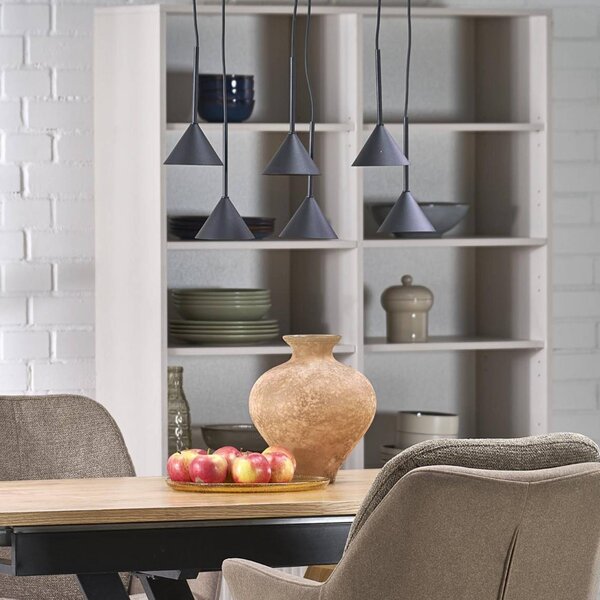 TK Lighting Závěsné světlo Cono Mini, 6 žárovek, černé GU10, stmívatelný, Černá, Obývací pokoj / jídelna, kov, Moderní