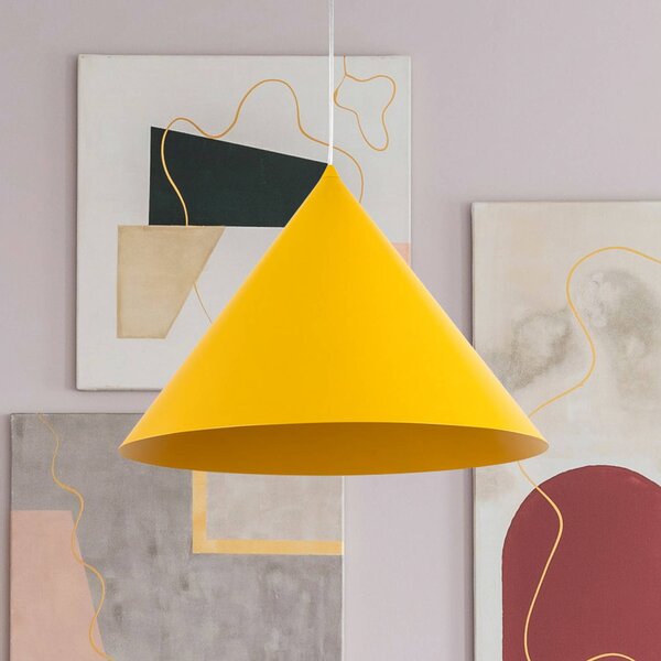 TK Lighting Závěsné světlo Cono, 1 žárovka, Ø 50 cm, žluté, E27, stmívatelný, Žlutá / oranžová, Obývací pokoj / jídelna, kov, Moderní