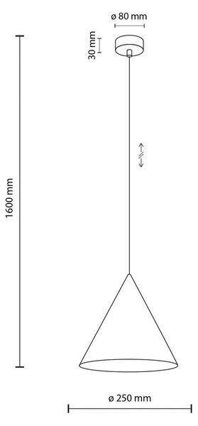 TK Lighting Závěsné světlo Cono, 1 žárovka, Ø 25 cm, žluté, E27, stmívatelný, Žlutá / oranžová, Obývací pokoj / jídelna, kov, Moderní