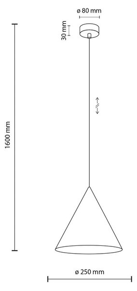 TK Lighting Závěsné světlo Cono, 1 žárovka, Ø 25 cm, oranžové, E27, stmívatelný, Žlutá / oranžová, Obývací pokoj / jídelna, kov, Moderní