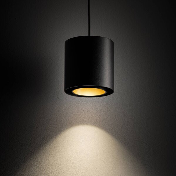 Nowodvorski Lighting Závěsné světlo Point Duo, černá/zlatá, ocel, Ø 13 cm, GU10, stmívatelný, Černá, Obývací pokoj / jídelna, kov, Moderní