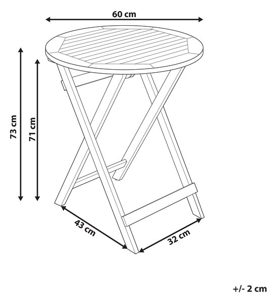 Bistro stolek PROSSEDI 60 cm 60 cm Akáciové dřevo Hnědá