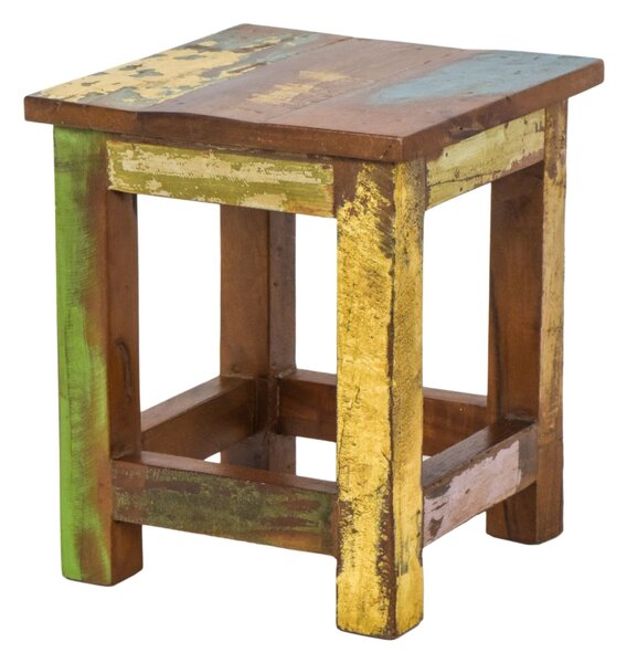 Stolička z antik teakového dřeva, "GOA" styl, 25x25x30cm (AU)