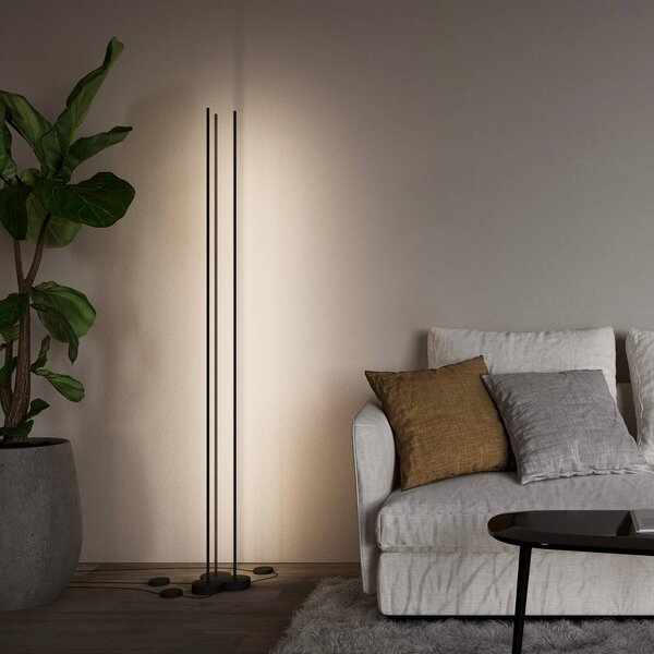 Wever & Ducré Lighting WEVER DUCRÉ LED stojací lampa Finlin černá 2 700 K stmívač, stmívatelný, Černá, Obývací pokoj / jídelna, Hliník, Moderní