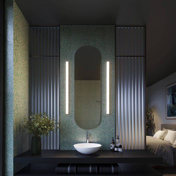 Wever & Ducré Lighting WEVER DUCRÉ LED nástěnné světlo Mirba 3.0 černá/bílá 91 cm IP44, Černá, Koupelna, Plast