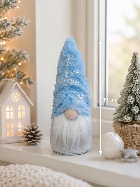 Skřítek bílo-modrý s vločkami 19cm 3000053
