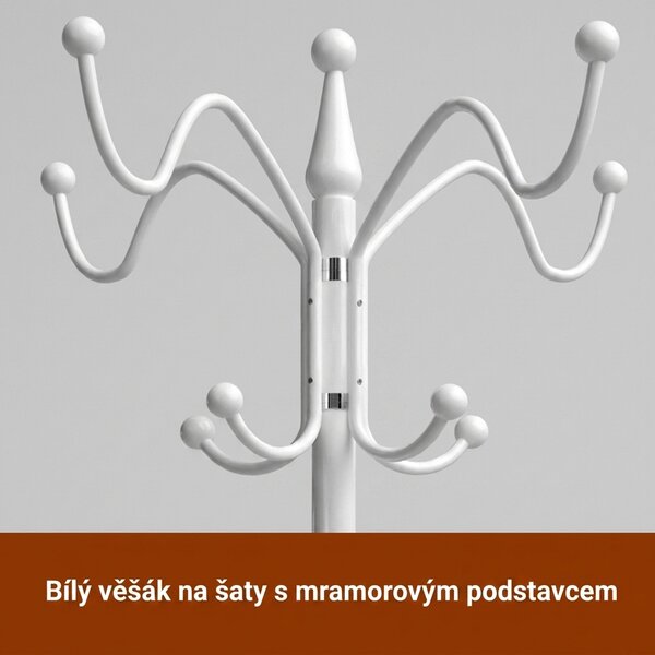 Věšák na šaty stojací bílý, 173 cm 109698
