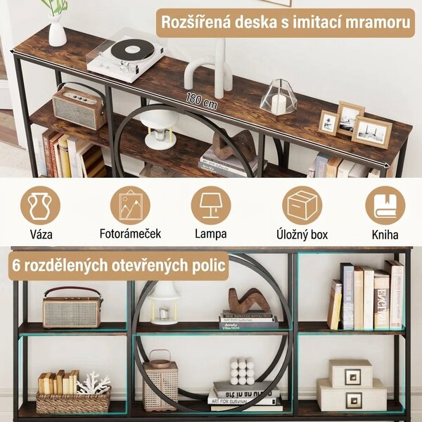 Konzolový stolek 3-patrový, rustikální hnědá JV12463CF