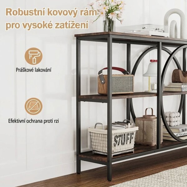 Konzolový stolek 3-patrový, rustikální hnědá JV12463CF