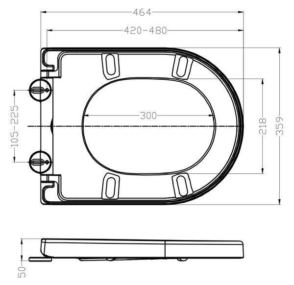 WC prkénko U1002 - funkce Soft-close, osvětlení LED - bílá lesklá