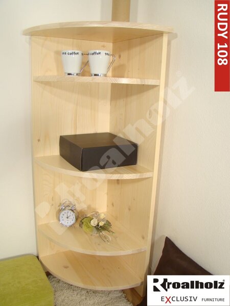 Dřevěný policový roh vnější masiv RUDY 108 (ukončovací prvek z masivu RUDY 108 pro prádelníky)