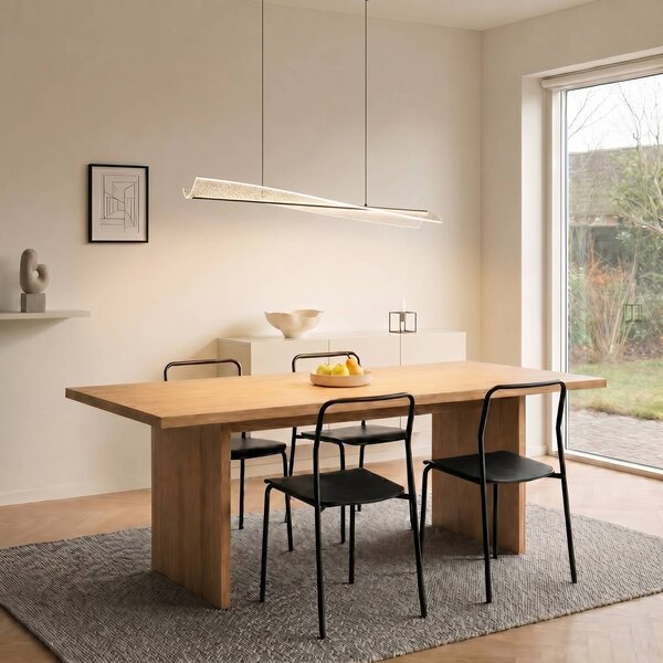 Lucande LED závěsné světlo Vellia, černé, délka 112 cm,, Černá, Obývací pokoj / jídelna, kov, Moderní