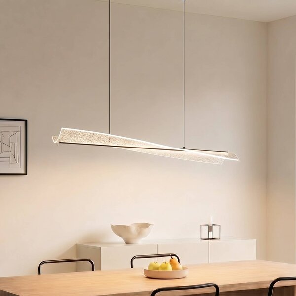 Lucande LED závěsné světlo Vellia, černé, délka 112 cm,, Černá, Obývací pokoj / jídelna, kov, Moderní