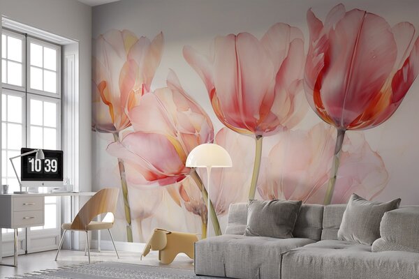 Fototapeta Skupina růžových tulipánů, Květinové fototapety, Populární fototapety, w02499 - Tapeko.co.cz