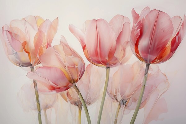 Fototapeta Skupina růžových tulipánů, Květinové fototapety, Populární fototapety, w02499 - Tapeko.co.cz