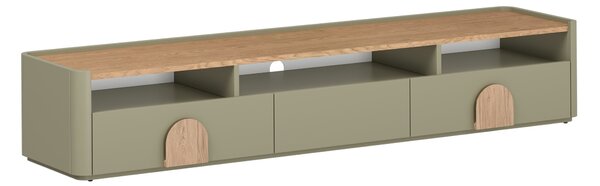 TV skříňka Amilio 200 cm s šuplíky - eukalyptus / dub baltic dune / úchyty dub přírodní