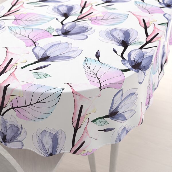 Biante Bavlněný oválný ubrus Sandra SA-333 Velké květy magnolie a kaly 100x140 cm