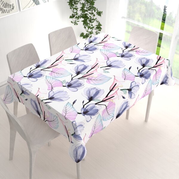 Biante Bavlněný obdélníkový ubrus Sandra SA-333 Velké květy magnolie a kaly 60x100 cm